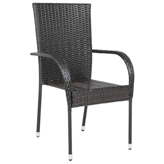 Sedie da Esterno Impilabili 6 pz in Polyrattan Marrone