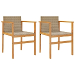 Sedie da Giardino 2 pz Beige in Polyrattan e Legno Massello