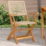 Sedie da Giardino 2 pz Beige Legno Massello Acacia e Polyrattan
