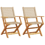 Sedie da Giardino 2 pz Beige Legno Massello Acacia e Polyrattan