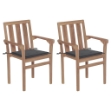 Sedie da Giardino 2 pz con Cuscini Antracite Massello di Teak