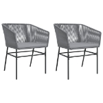 Sedie da Giardino 2 pz con Cuscini Grigio in Polyrattan