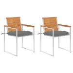 Sedie da Giardino 2 pz con Cuscini in Legno Acacia e Acciaio