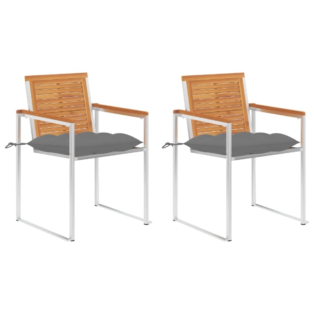 Sedie da Giardino 2 pz con Cuscini in Legno Acacia e Acciaio