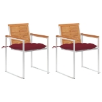 Sedie da Giardino 2 pz con Cuscini in Legno Acacia e Acciaio