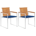 Sedie da Giardino 2 pz con Cuscini in Legno Acacia e Acciaio