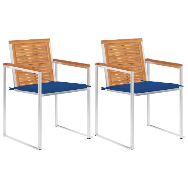 Sedie da Giardino 2 pz con Cuscini in Legno Acacia e Acciaio
