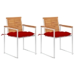 Sedie da Giardino 2 pz con Cuscini in Legno Acacia e Acciaio