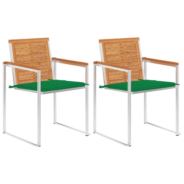 Sedie da Giardino 2 pz con Cuscini in Legno Acacia e Acciaio