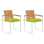 Sedie da Giardino 2 pz con Cuscini in Legno Acacia e Acciaio