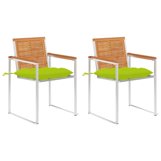 Sedie da Giardino 2 pz con Cuscini in Legno Acacia e Acciaio