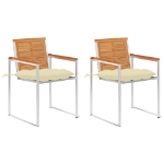 Sedie da Giardino 2 pz con Cuscini in Legno Acacia e Acciaio