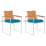 Sedie da Giardino 2 pz con Cuscini in Legno Acacia e Acciaio