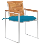 Sedie da Giardino 2 pz con Cuscini in Legno Acacia e Acciaio
