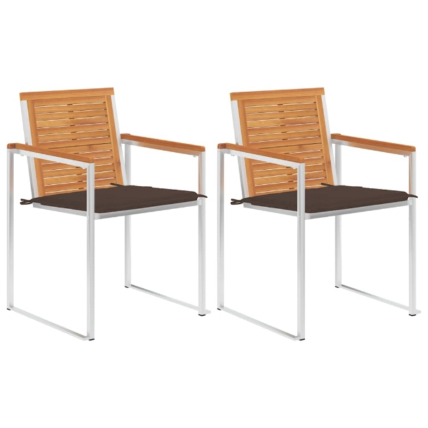 Sedie da Giardino 2 pz con Cuscini in Legno Acacia e Acciaio