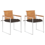 Sedie da Giardino 2 pz con Cuscini in Legno Acacia e Acciaio