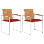 Sedie da Giardino 2 pz con Cuscini in Legno Acacia e Acciaio