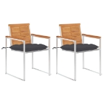 Sedie da Giardino 2 pz con Cuscini in Legno Acacia e Acciaio