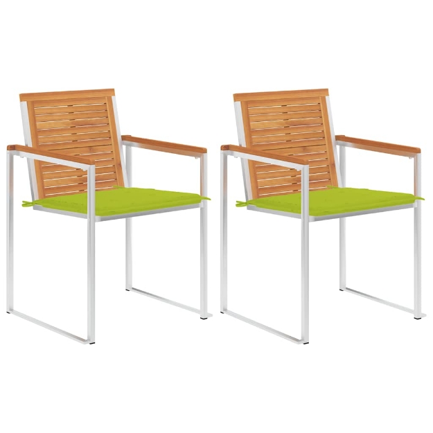 Sedie da Giardino 2 pz con Cuscini in Legno Acacia e Acciaio