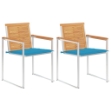 Sedie da Giardino 2 pz con Cuscini in Legno di Teak e Acciaio
