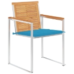 Sedie da Giardino 2 pz con Cuscini in Legno di Teak e Acciaio