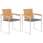 Sedie da Giardino 2 pz con Cuscini in Legno di Teak e Acciaio