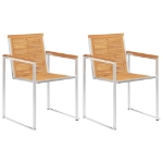 Sedie da Giardino 2 pz con Cuscini in Legno di Teak e Acciaio
