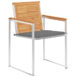 Sedie da Giardino 2 pz con Cuscini in Legno di Teak e Acciaio