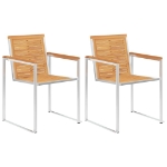 Sedie da Giardino 2 pz con Cuscini in Legno di Teak e Acciaio