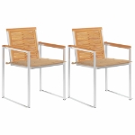 Sedie da Giardino 2 pz con Cuscini in Legno di Teak e Acciaio