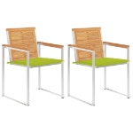 Sedie da Giardino 2 pz con Cuscini in Legno di Teak e Acciaio