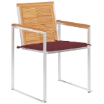 Sedie da Giardino 2 pz con Cuscini in Legno di Teak e Acciaio