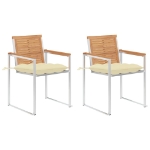 Sedie da Giardino 2 pz con Cuscini in Legno di Teak e Acciaio