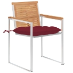 Sedie da Giardino 2 pz con Cuscini in Legno di Teak e Acciaio