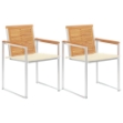 Sedie da Giardino 2 pz con Cuscini in Legno di Teak e Acciaio