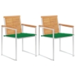 Sedie da Giardino 2 pz con Cuscini in Legno di Teak e Acciaio