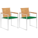 Sedie da Giardino 2 pz con Cuscini in Legno di Teak e Acciaio