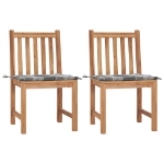Sedie da Giardino 2 pz con Cuscini in Legno Massello di Teak