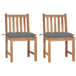 Sedie da Giardino 2 pz con Cuscini in Legno Massello di Teak