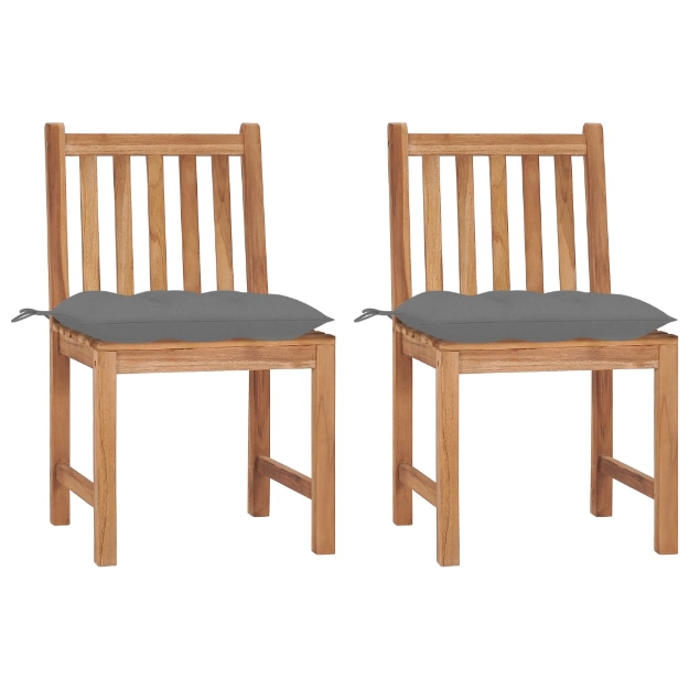 Sedie da Giardino 2 pz con Cuscini in Legno Massello di Teak