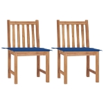 Sedie da Giardino 2 pz con Cuscini in Legno Massello di Teak