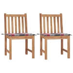 Sedie da Giardino 2 pz con Cuscini in Legno Massello di Teak