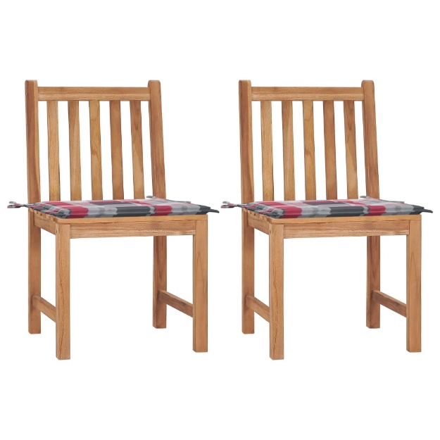 Sedie da Giardino 2 pz con Cuscini in Legno Massello di Teak
