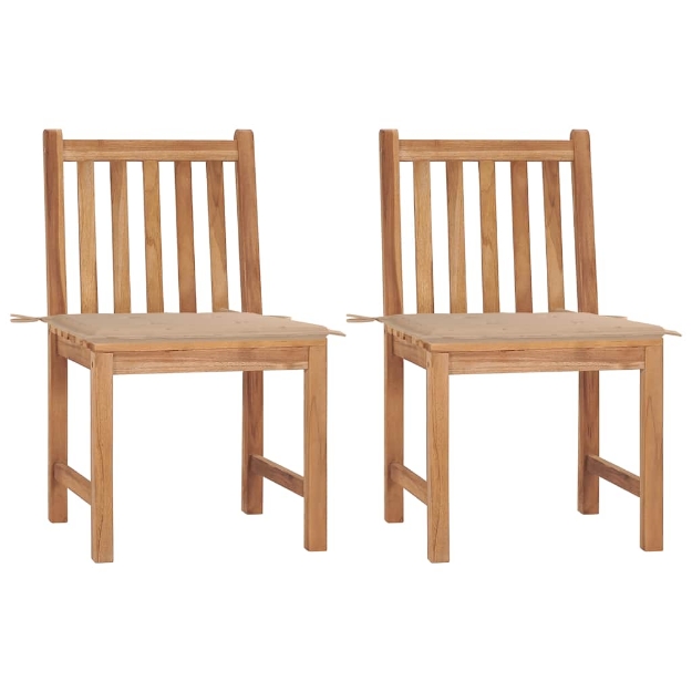 Sedie da Giardino 2 pz con Cuscini in Legno Massello di Teak