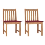 Sedie da Giardino 2 pz con Cuscini in Legno Massello di Teak