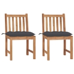 Sedie da Giardino 2 pz con Cuscini in Legno Massello di Teak