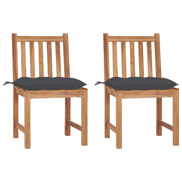Sedie da Giardino 2 pz con Cuscini in Legno Massello di Teak