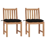 Sedie da Giardino 2 pz con Cuscini in Legno Massello di Teak
