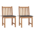 Sedie da Giardino 2 pz con Cuscini in Legno Massello di Teak