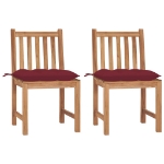 Sedie da Giardino 2 pz con Cuscini in Legno Massello di Teak